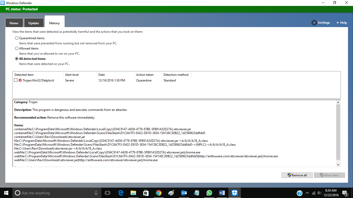 Windows Defender found a virus in Enthuware set up.<br />Attaching the image.
